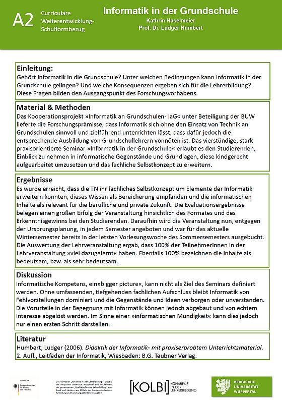 Poster Informatik in der Grundschule